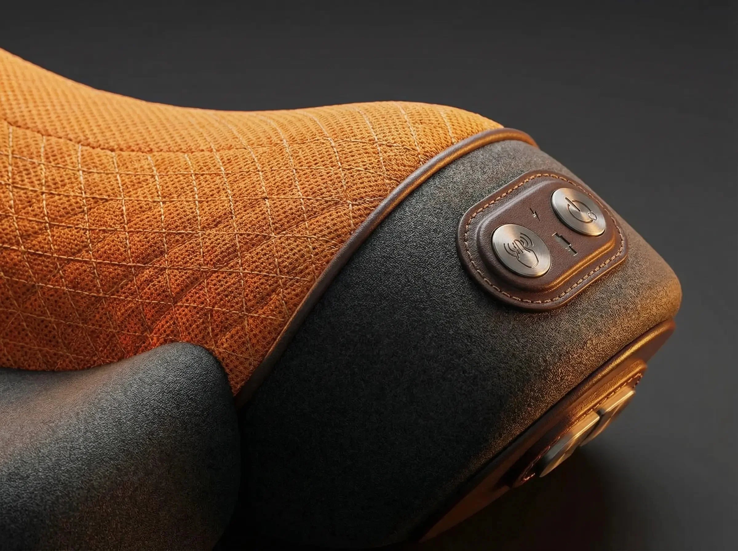 Diagrama técnico de un relajador de cuello con calor infrarrojo para aliviar el dolor cervical y la tensión muscular - Noches Sin Tensión.